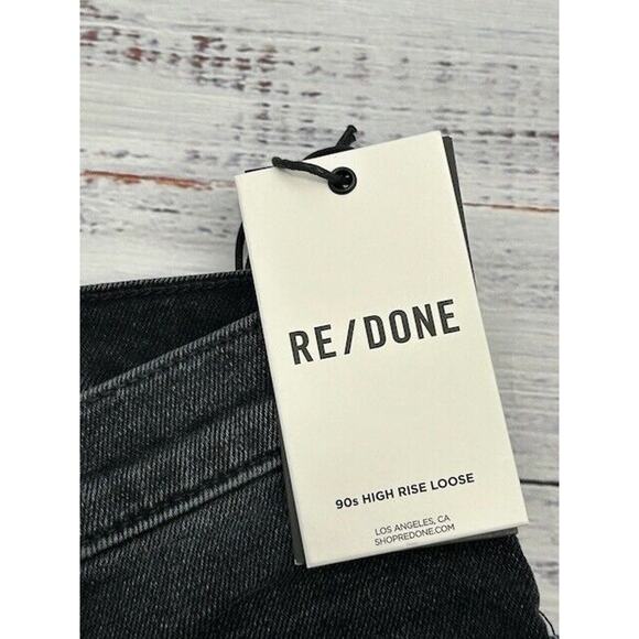 RE/DONE Womens 70s Stove Pipe Straight Leg Jeans Raw Hem Denim Black Size 29 NWT - Picture 8 of 12